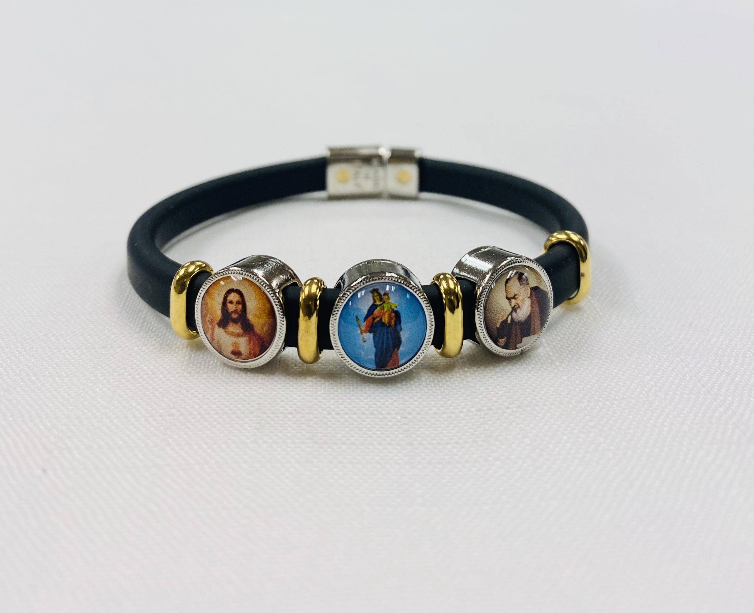 Our Lord, Our Lady, and St. Pio T-Clasp Bracelet
